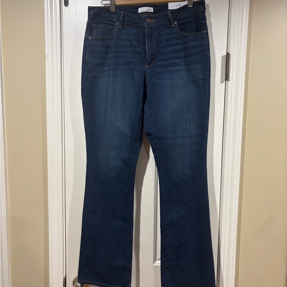 LOFT Blue Boot Cut Jeans with Subtle Fading